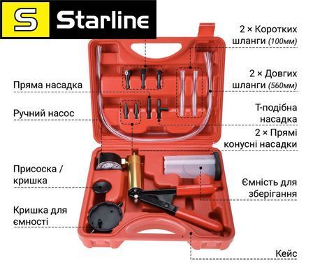 Ручний вакуумний насос для прокачування гальм Podofo Z3893, автомобільна механічна помпа, до 760 mmHg