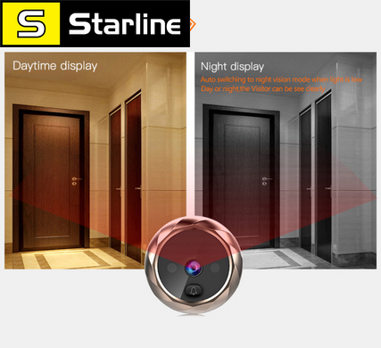 Видеоглазок - дверной звонок цифровой для квартиры с 2,8 "LCD цветной экран и фото записью Sliver