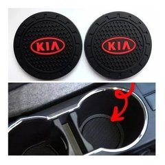 Нескользящий силиконовый коврик в подстаканник с логотипом KIA комплект 2 штуки