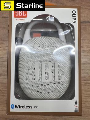 Беспроводная портативная Bluetooth-колонка небольшого размера с длительным временем автономной работыJBL Clip 5 Белый