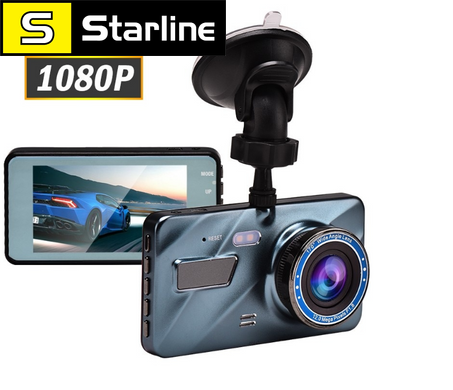 Автомобильный видеорегистратор c камерой заднего вида, видео 1080P Full HD DUAL LENS A10" / Экран 4"