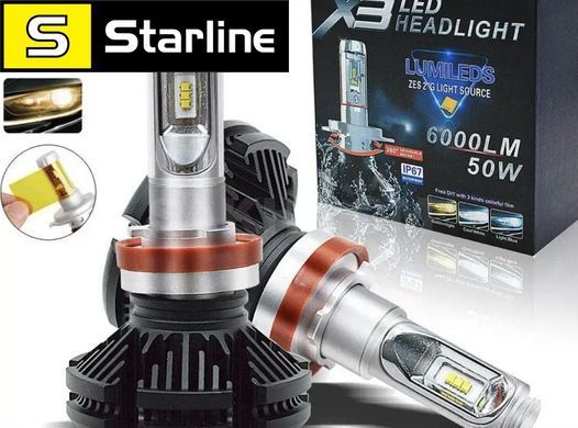 Світлодіодні LED-лампи X3 H7 для автомобіля/автолампи HEADLIGHT 8000K/6000Lm/ автомобільні LED лампи