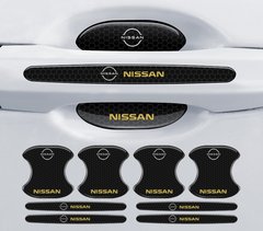Набор карбоновых силиконовых накладок для автомобиля 8 шт, защитные накладки под и на ручки силикон NISSAN
