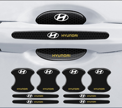 Набор карбоновых силиконовых накладок для автомобиля 8 шт, защитные накладки под и на ручки силикон HYUNDAI
