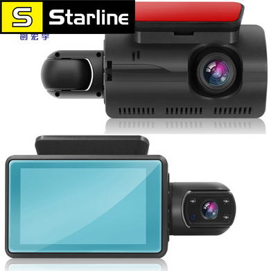Видеорегистратор DVR ночного видения 1080P на 3 камеры, автомобильный видеорегистратор с Full HD дисплеем