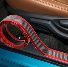 Молдинг лента КАРБОН-КРАСНЫЙ 4D из углеродного волокна тюнинг, защитная лента кузова, порогов, багажника 7 СМ