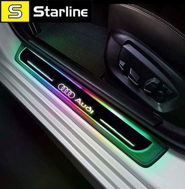 Светодиодная Накладка на порог для двери с зарядкой от USB, беспроводная Магнитная Индукционная Накладка AUDI