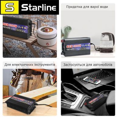 Інвертер чистий синус, чиста синусоїда 12 на 220v інвертор 1600 ВАТТ для котла, насоса, холодильника