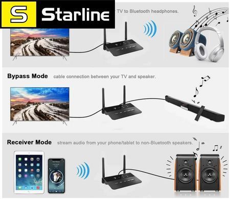Бездротовий аудіоадаптер Bluetooth 5.0 з підтримкою Aptx HD LL і низькою затримкою, роз'ємами 3,5 мм AUX і RCA для ПК, телевізора