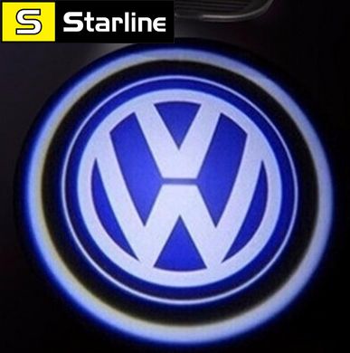Лазерна підсвітка дверей із логотипом авто Volkswagen Фольксваген. Проєктор логотипа під машину комплект 2 шт.